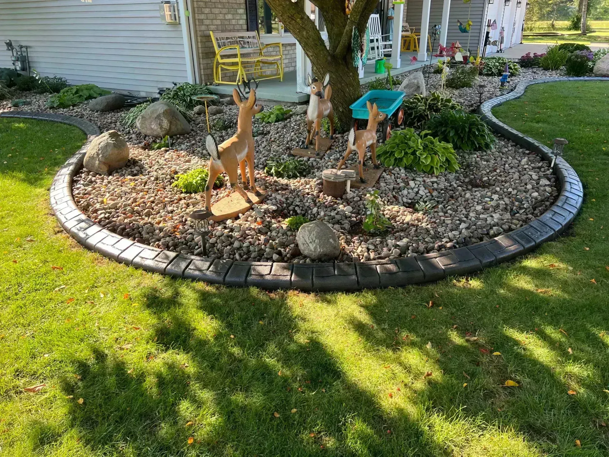 Decorative curbing detail in Eagle River yard